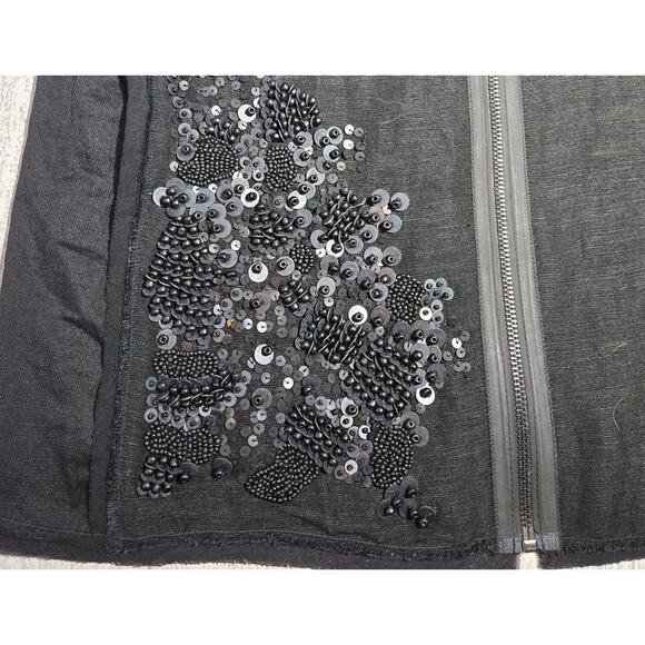 Elie Tahari Pearson Sequined Raw-Edge Jacket Black M MSP $448 WHIMSIGOTH Linen - Picture 8 of 10